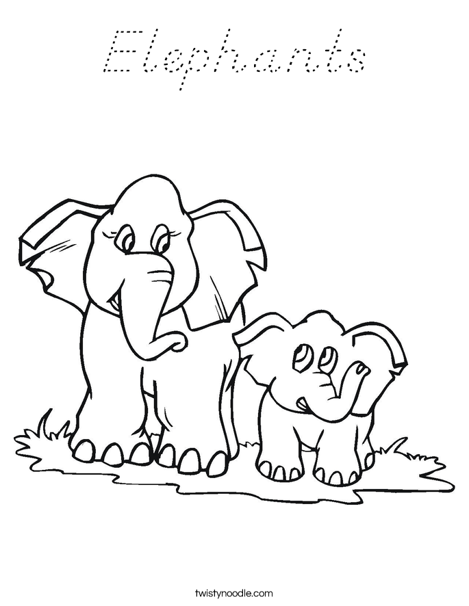 Elephants Coloring Page