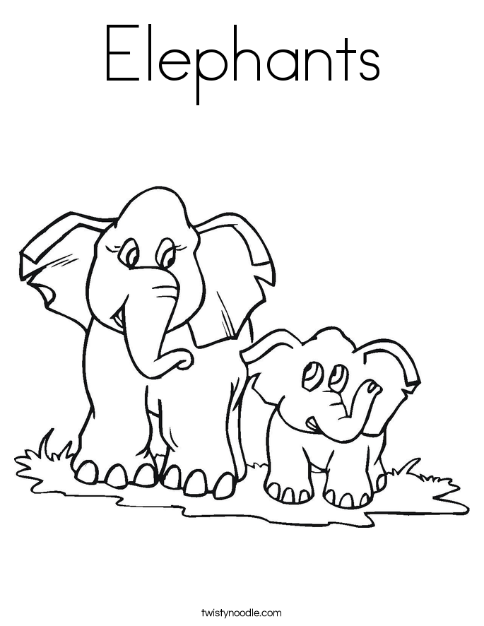 Elephants Coloring Page