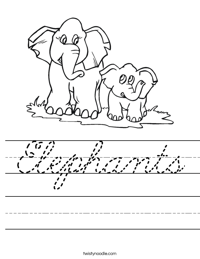 Elephants Worksheet