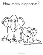 How many elephants Coloring Page