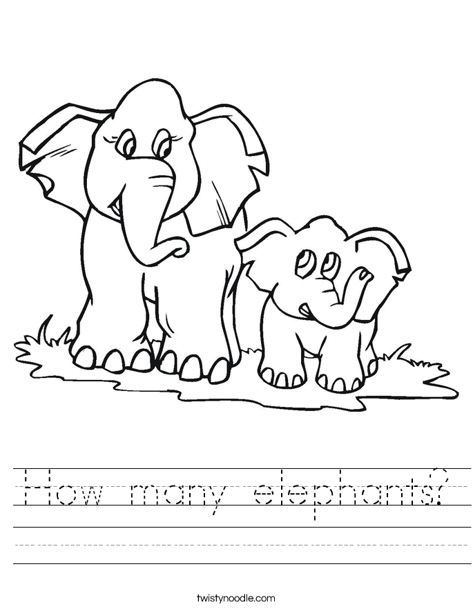 How many elephants Worksheet - Twisty Noodle