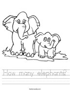 How many elephants Handwriting Sheet