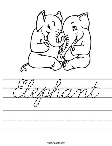 Elephants in Love Worksheet
