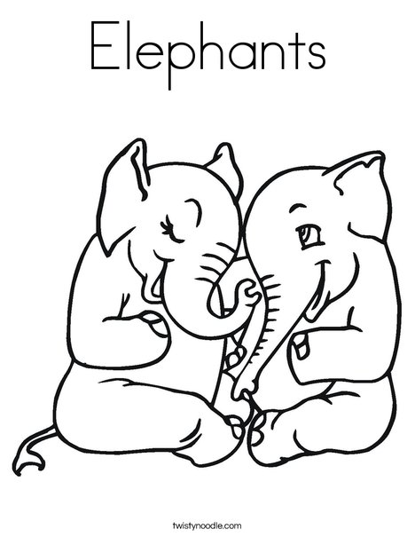 Elephants in Love Coloring Page