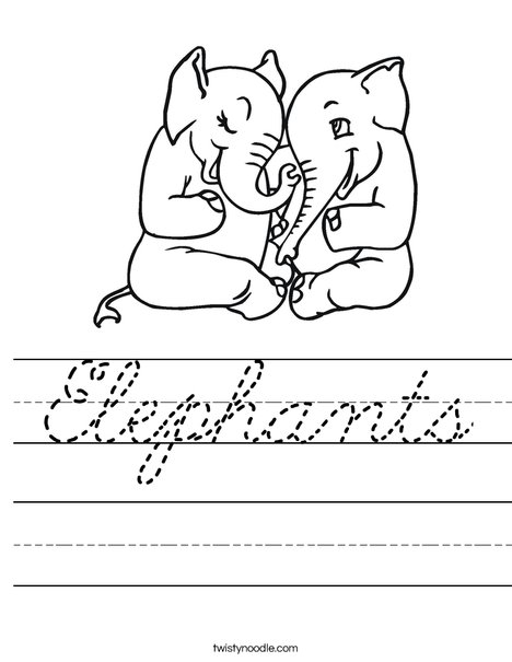 Elephants in Love Worksheet