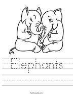 Elephants Handwriting Sheet