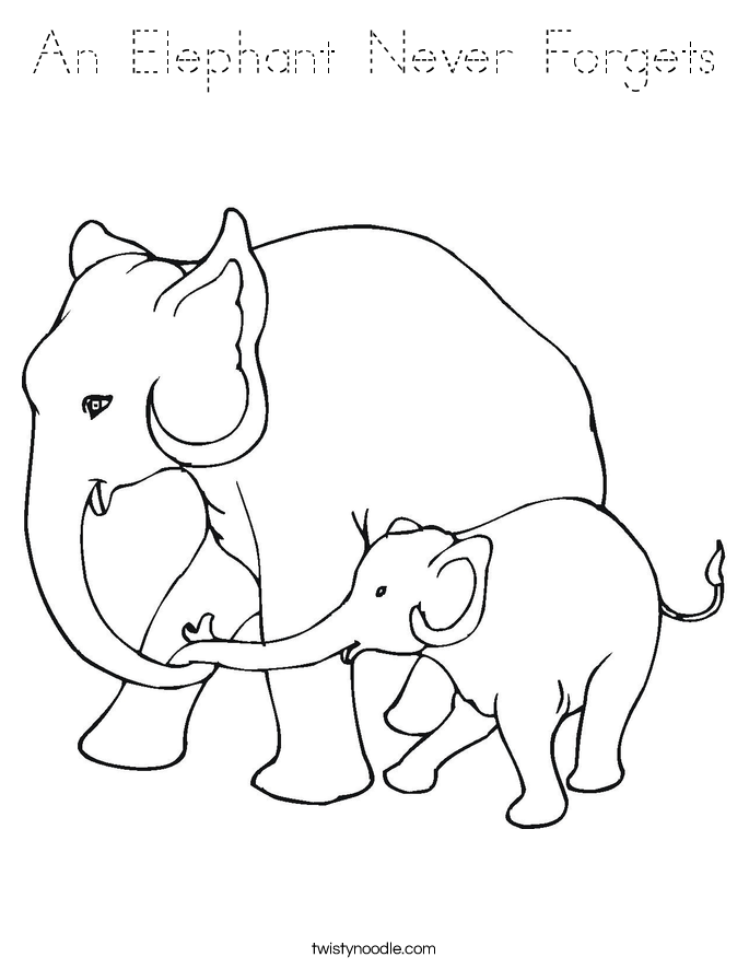 An Elephant Never Forgets Coloring Page