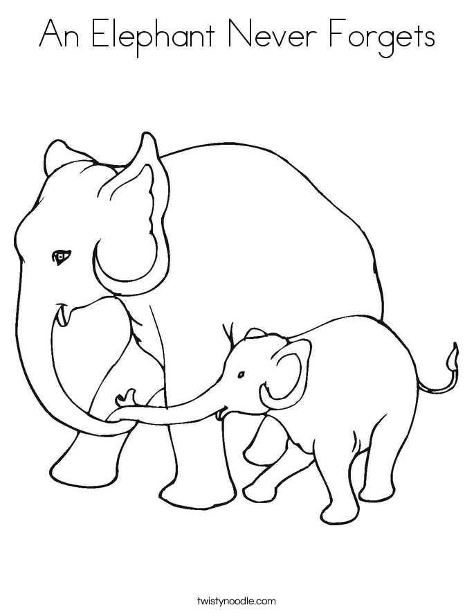 An Elephant Never Forgets Coloring Page