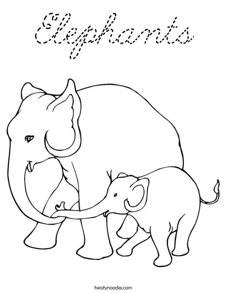 Elephants are mammals. Coloring Page