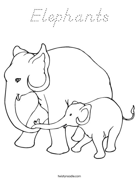 Elephants are mammals. Coloring Page