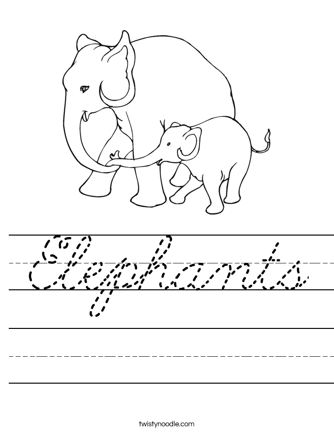 Elephants Worksheet