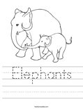 Elephants Worksheet