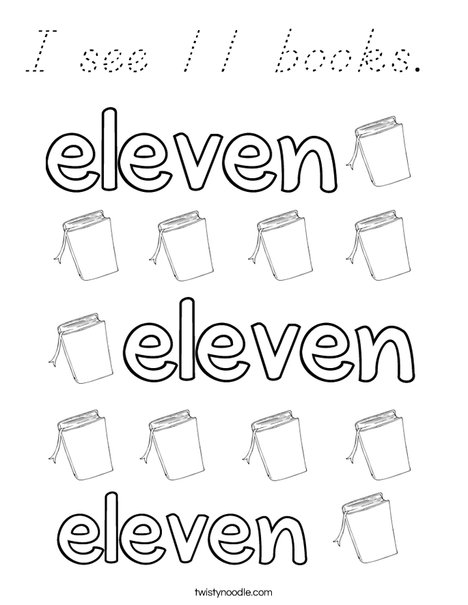Eleven Books Coloring Page