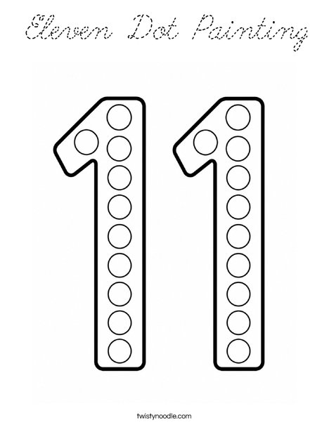 Eleven Dot Painting Coloring Page