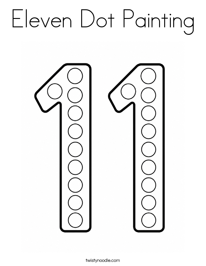Eleven Dot Painting Coloring Page