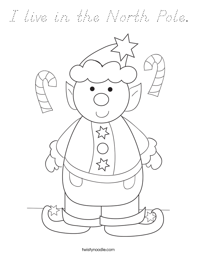 I live in the North Pole. Coloring Page