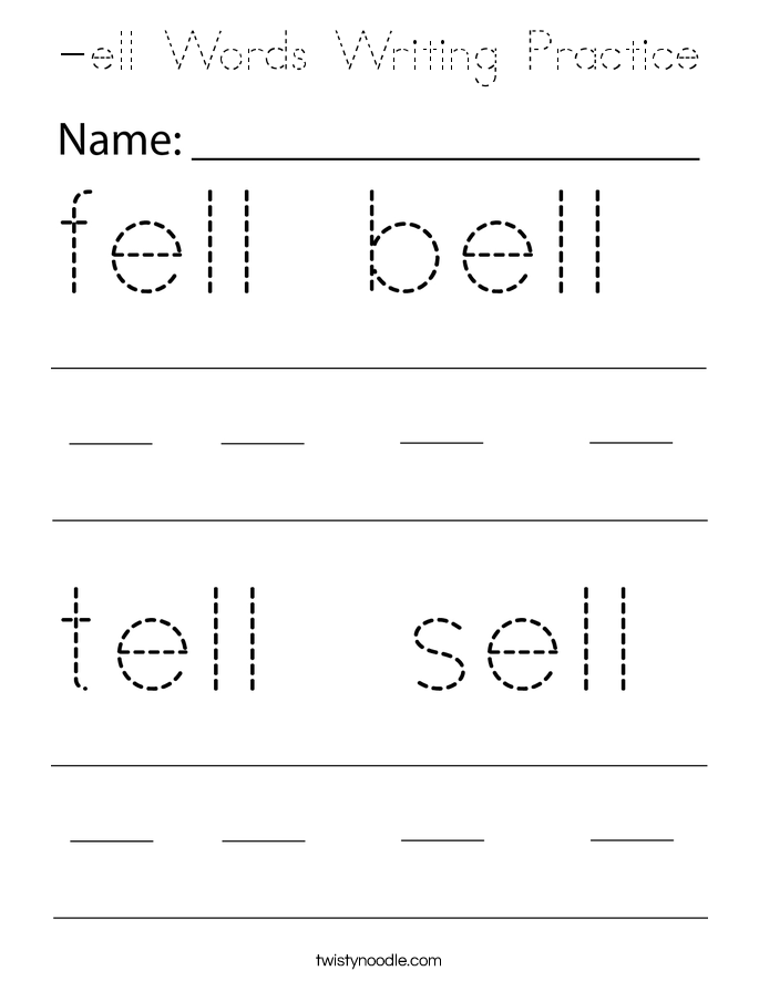-ell Words Writing Practice Coloring Page
