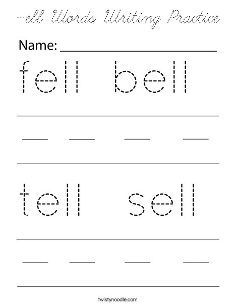 -ell Words Writing Practice Coloring Page