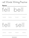 -ell Words Writing Practice Coloring Page