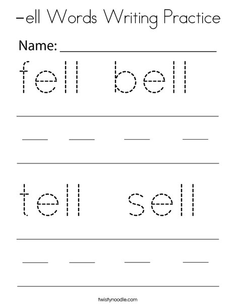 -ell Words Writing Practice Coloring Page