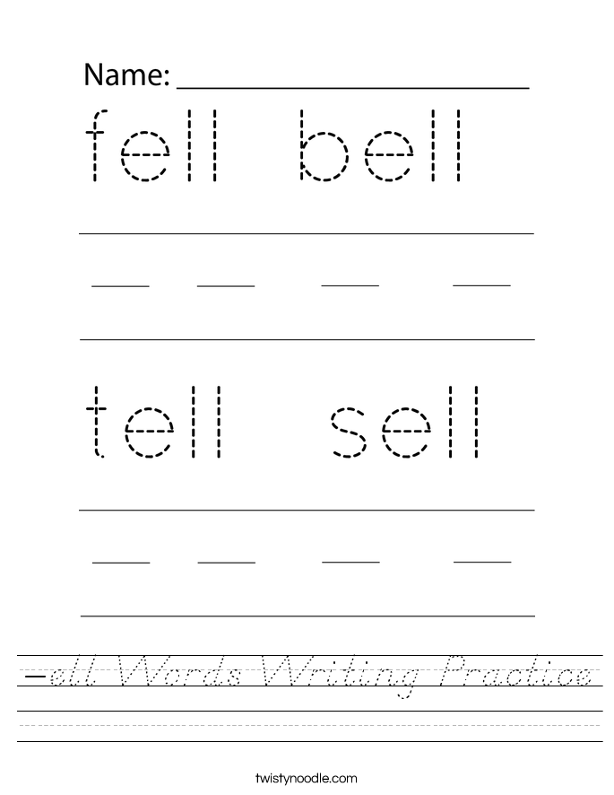 -ell Words Writing Practice Worksheet