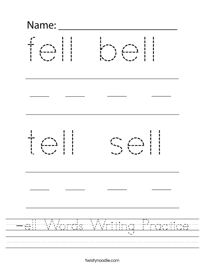 -ell Words Writing Practice Worksheet