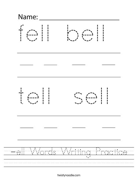-ell Words Writing Practice Worksheet
