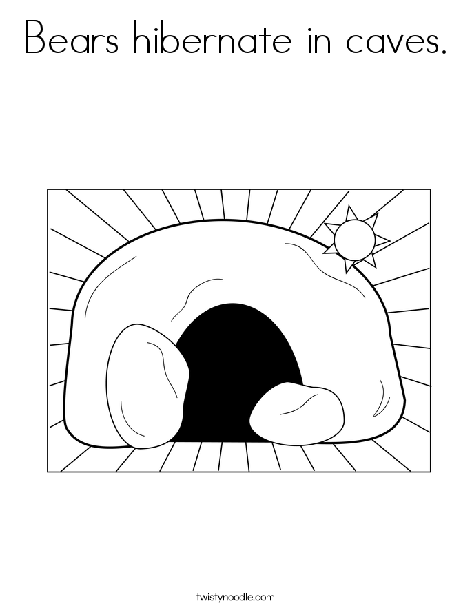 Bears hibernate in caves Coloring Page - Twisty Noodle