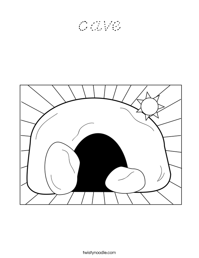 Cave Coloring Page D Nealian Twisty Noodle   Cave Coloring Page Dnoutline 