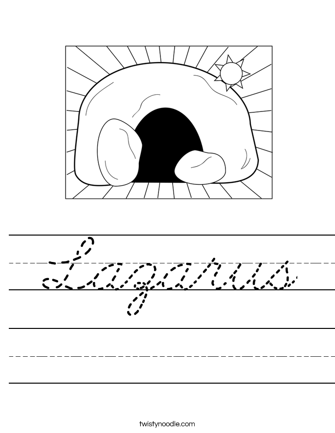 Lazarus Worksheet Cursive Twisty Noodle Lazarus Worksheet Cursive Twisty Noodle
