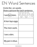 EN Word Sentences Coloring Page