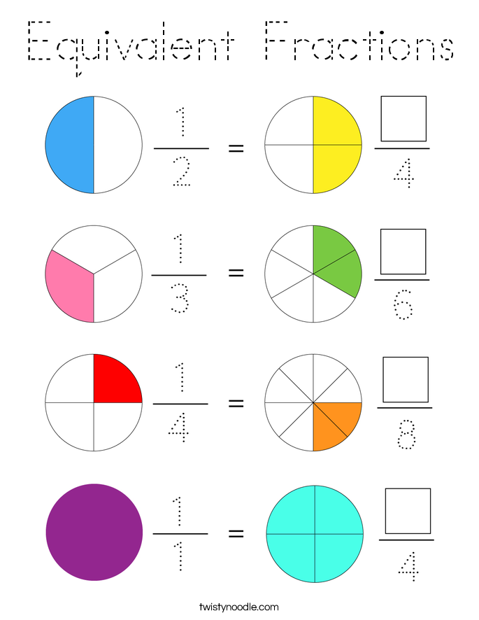 Equivalent Fractions Coloring Page