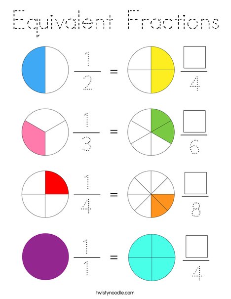 Equivalent Fractions Coloring Page