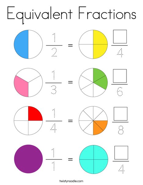 Equivalent Fractions Coloring Page