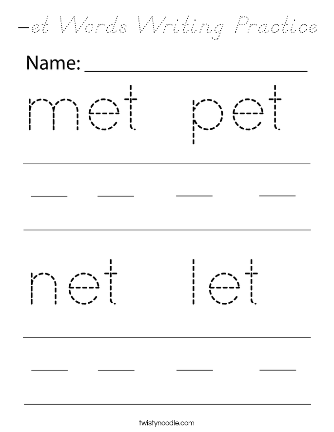 -et Words Writing Practice Coloring Page