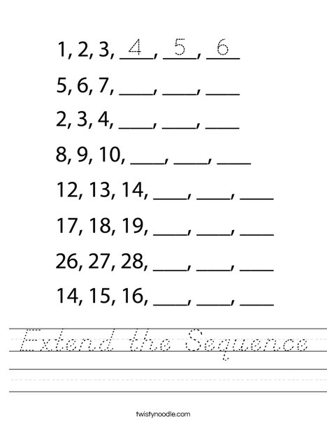Extend the Sequence Worksheet