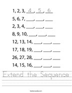 Extend the Sequence Handwriting Sheet