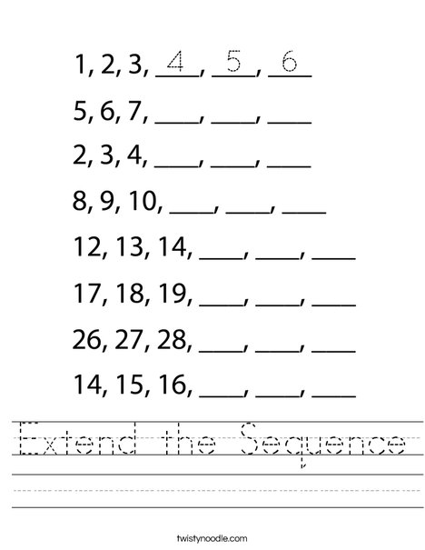 Extend the Sequence Worksheet