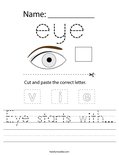 Eye starts with... Worksheet