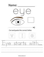 Eye starts with Handwriting Sheet