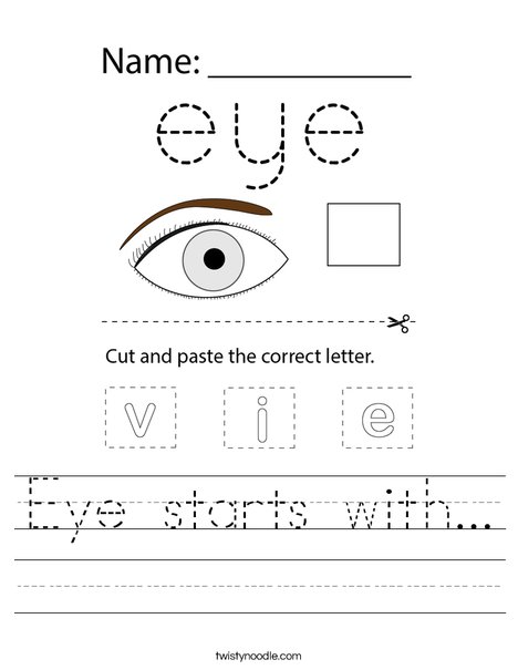 Eye starts with... Worksheet