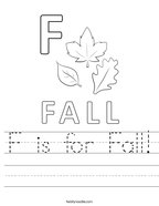 F is for Fall Handwriting Sheet