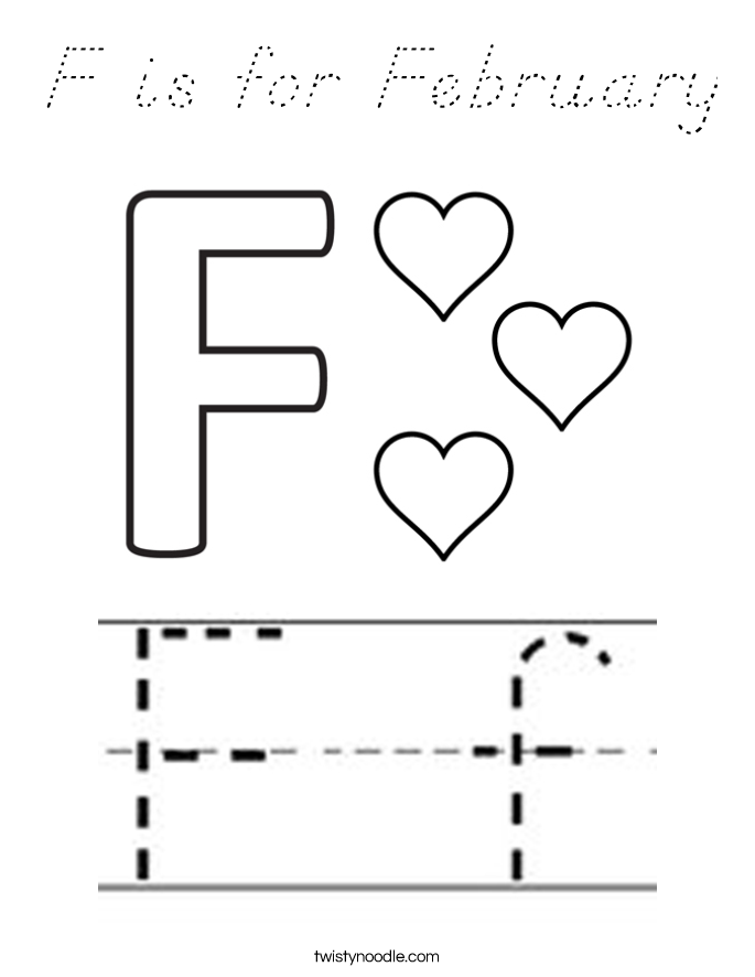 F is for February Coloring Page