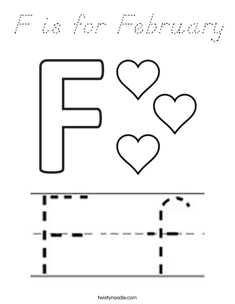 F is for February Coloring Page