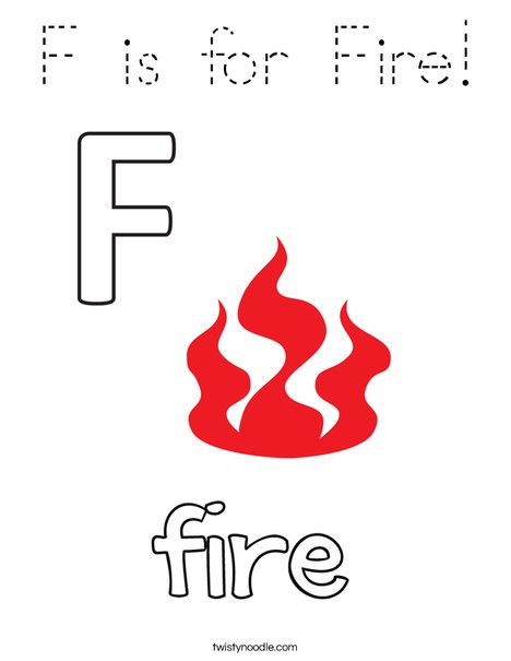 F is for Fire Coloring Page