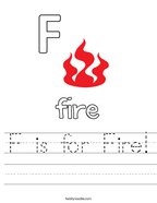 F is for Fire Handwriting Sheet