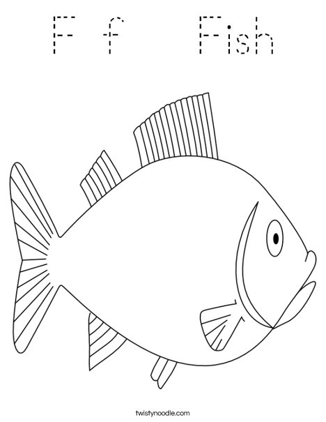 F is for Fish Coloring Page