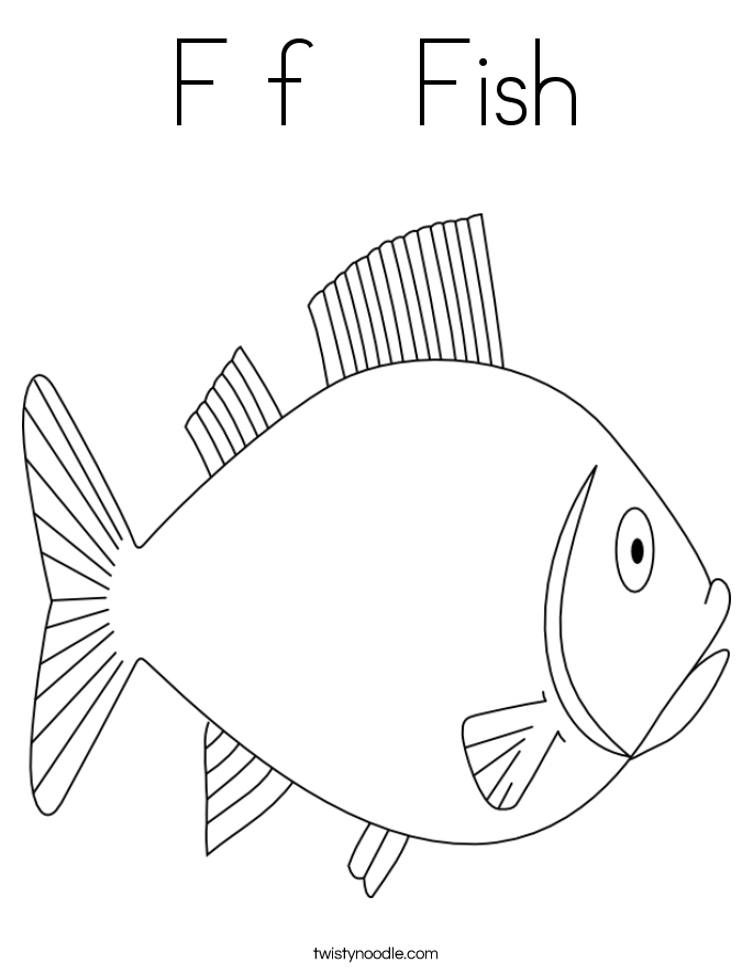 F f   Fish Coloring Page