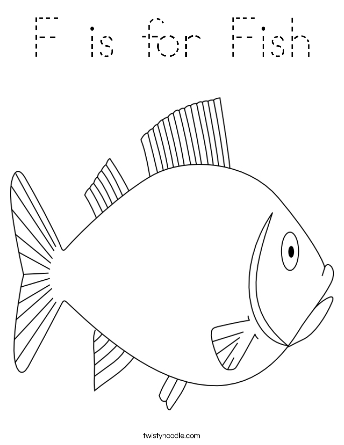 F is for Fish Coloring Page