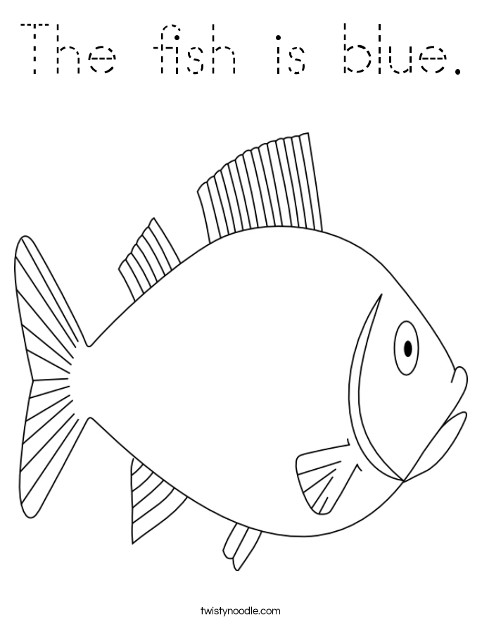 The fish is blue. Coloring Page